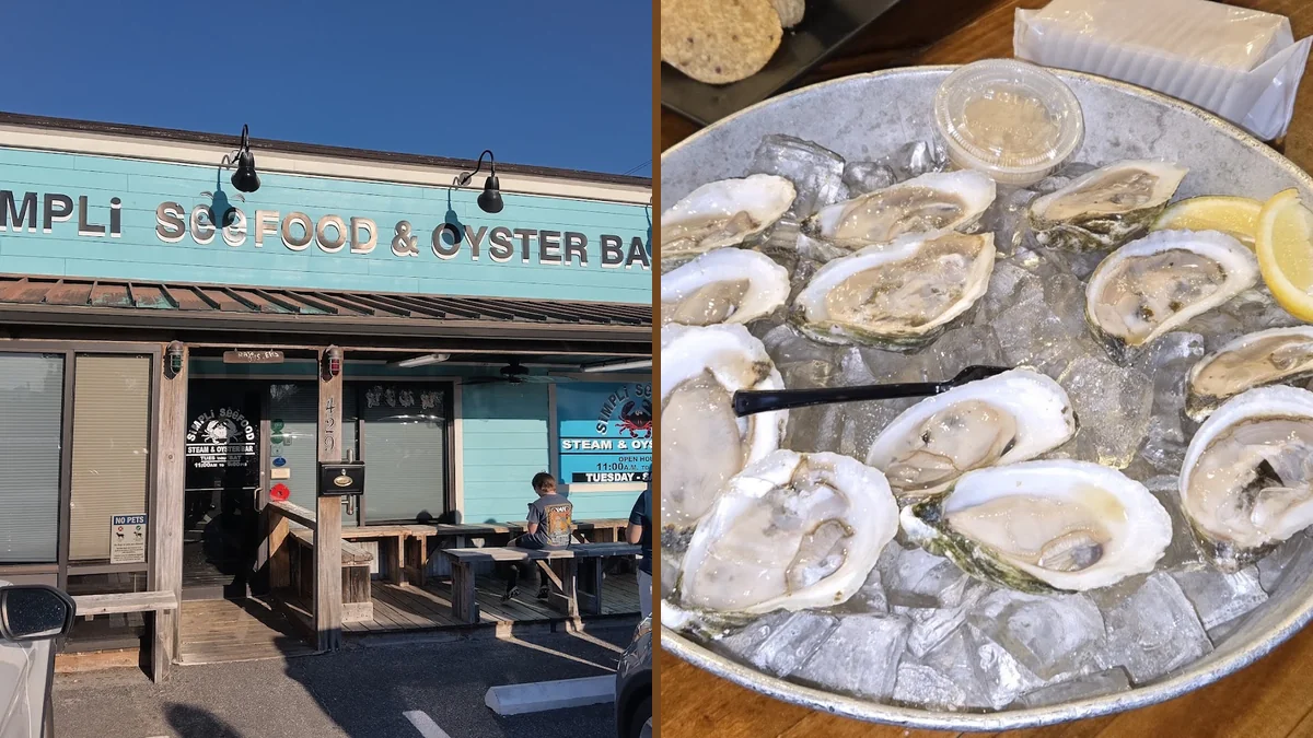 Plates of oysters on ice.